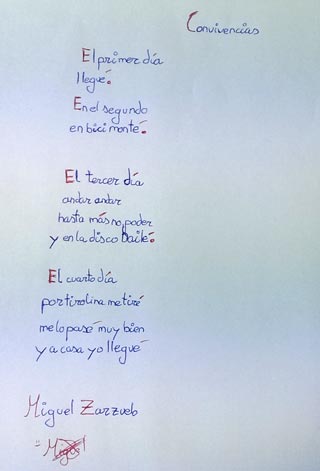 Poesia de Miguel Zarzuelo sobre las Convivencias