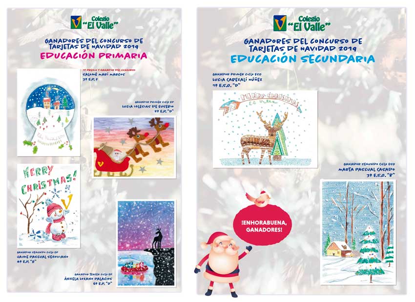 Cartel de los ganadores del concurso de tarjetas de Navidad 2019